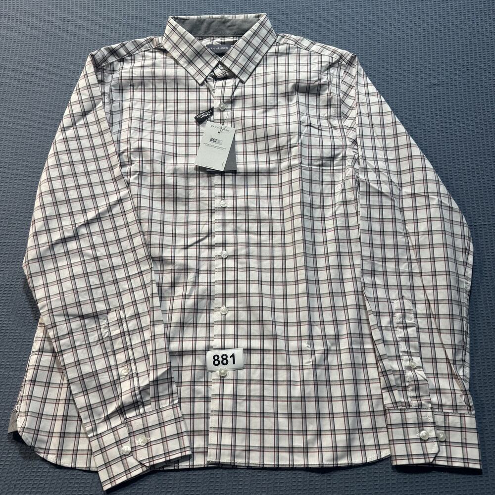 Van Heusen Men's Regular Fit Button Down Collar Dress Shirt Sz L Brand‎ New